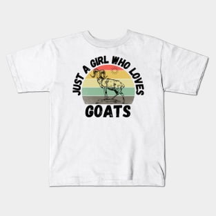 Just A Girl Who Loves Goats, Cute Colorful Goat Kids T-Shirt